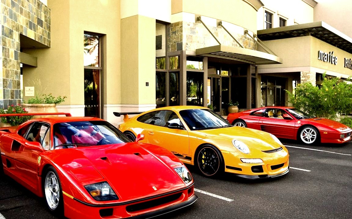 Ferrari F40, Porsche 911 GT3 RS and Ferrari 348